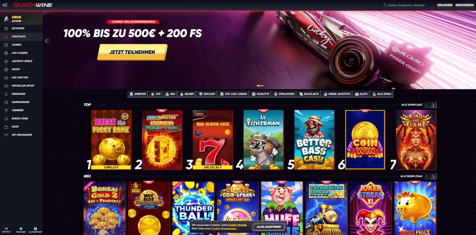 QuickWin Casino Schnelle Auszahlung